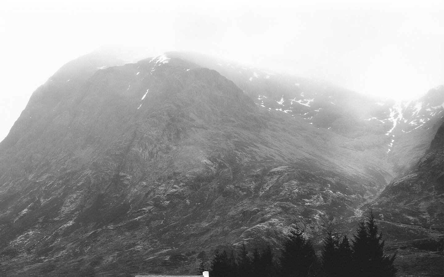 Snowy Scottish Mountains in the background